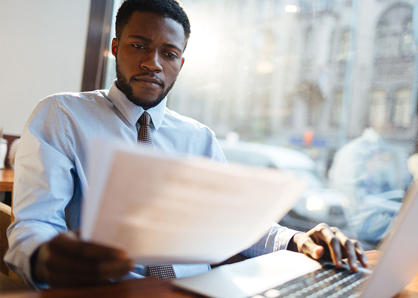 Businessman reading